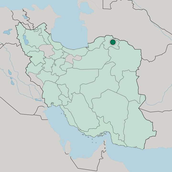 Map showing Bojnūrd — In Iran