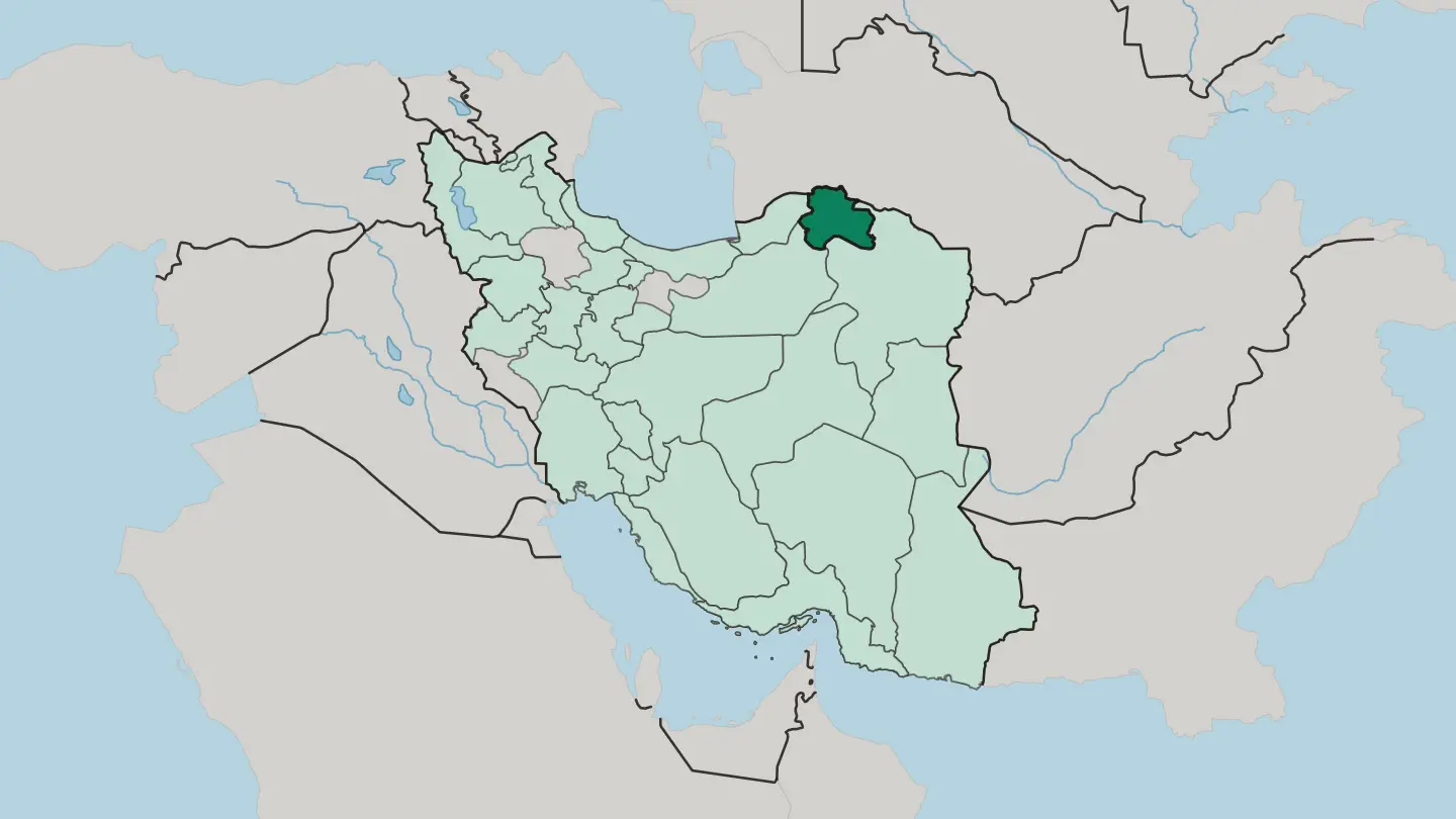 Map of North Khorasan Province in Iran