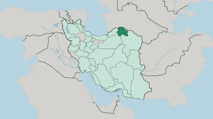 Map of North Khorasan Province in Iran