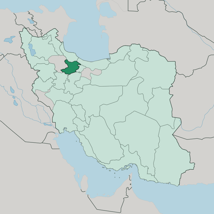 Map showing Qazvin Province — In Iran