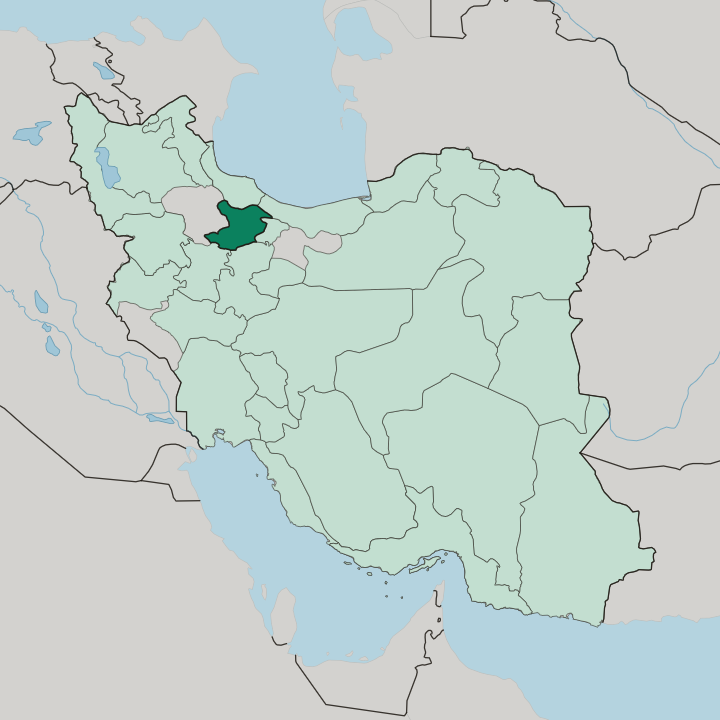 Map showing Qazvin Province — In Iran