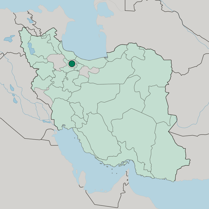 Map showing Qazvin — In Iran