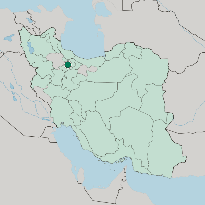 Map showing Tākestān — In Iran