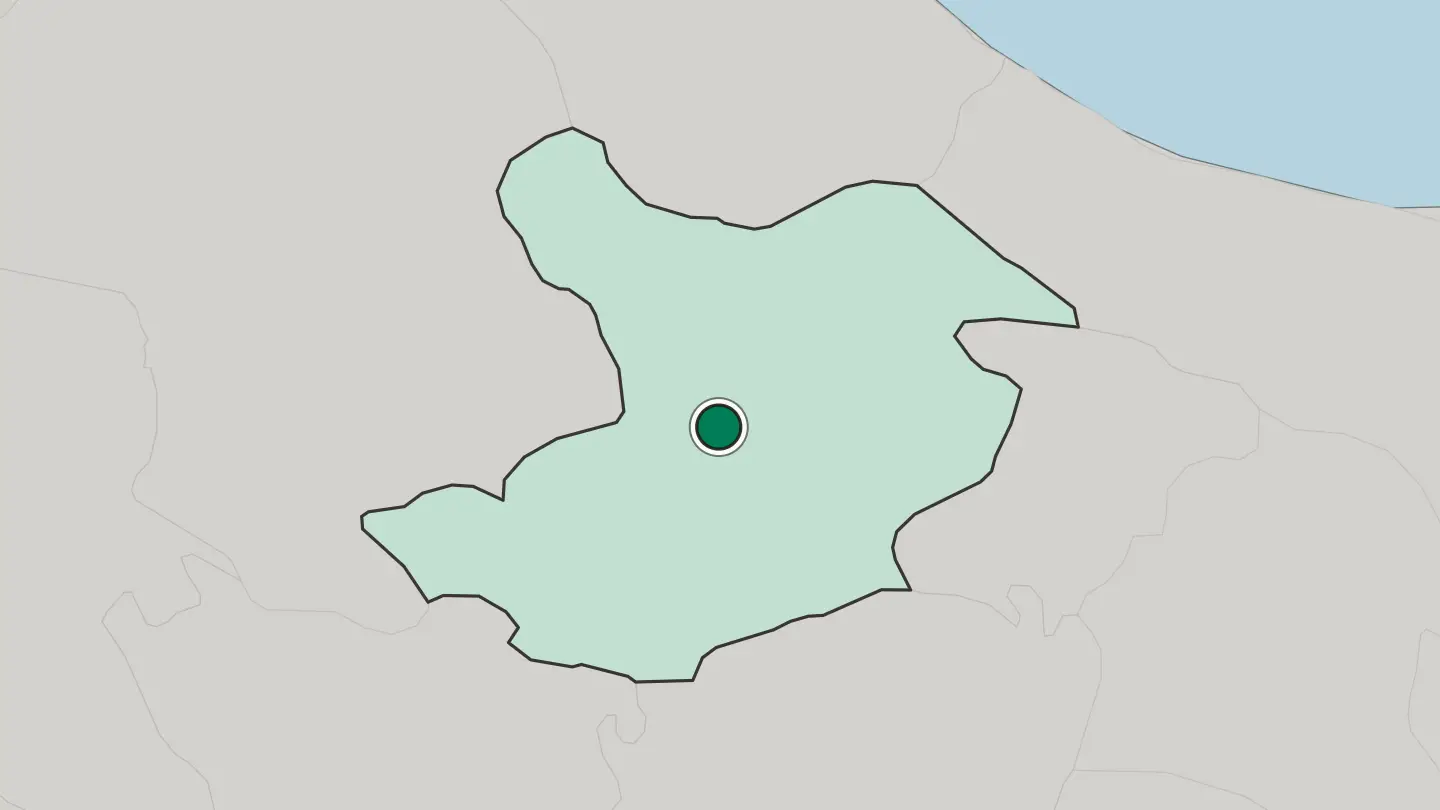 Map of Tākestān in Iran