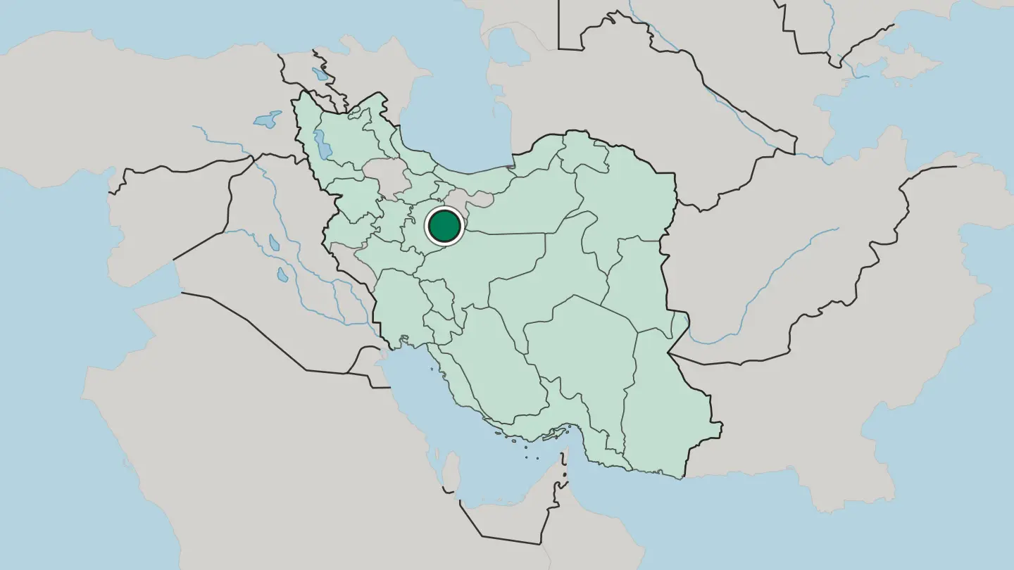 Map of Qom in Iran