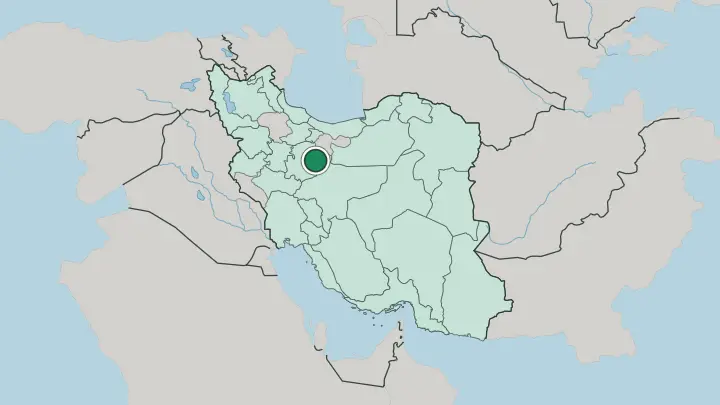 Map of Qom in Iran