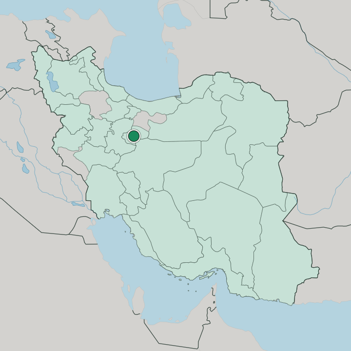 Map showing Qom — In Iran