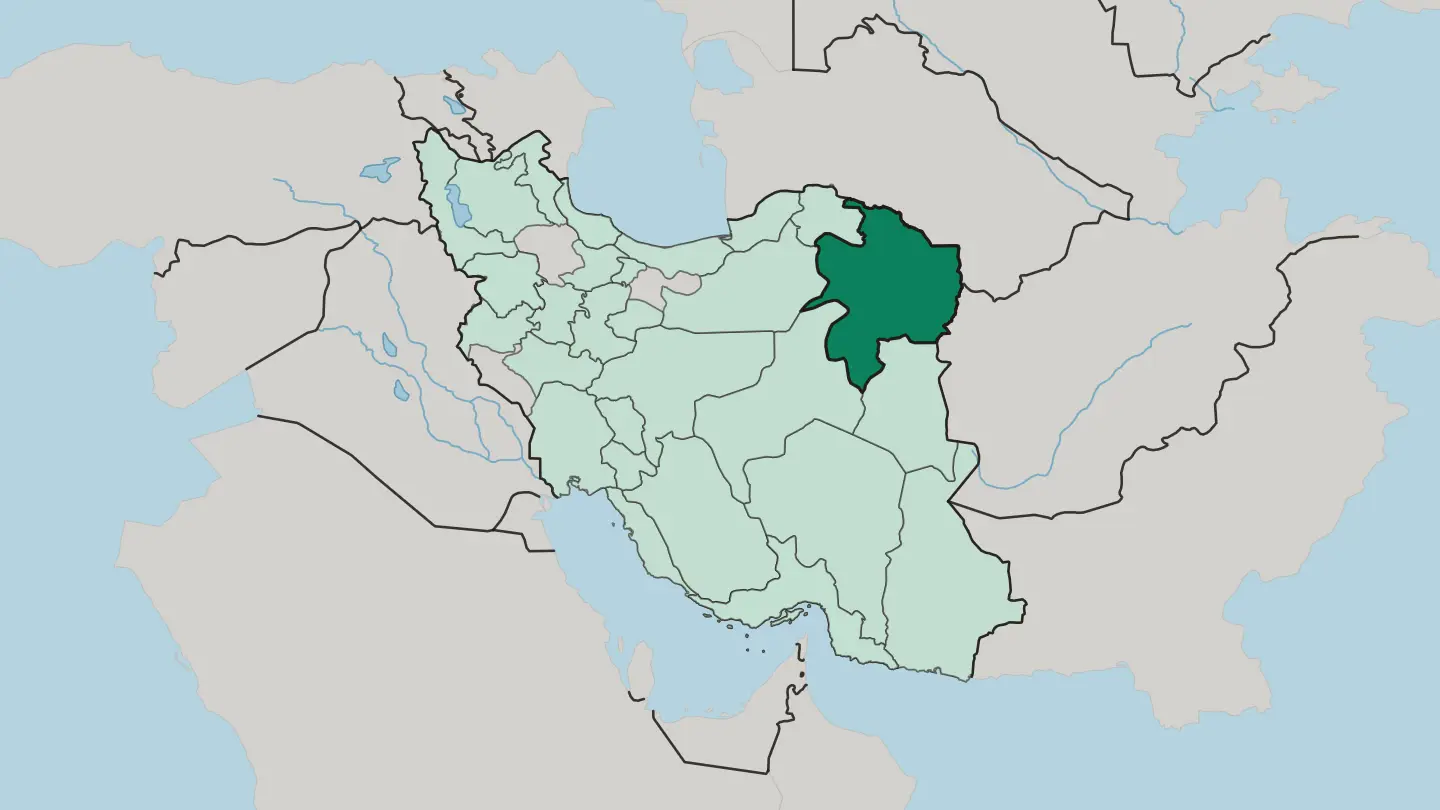 Map of Razavi Khorasan Province in Iran