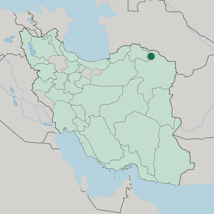 Map showing Qūchān — In Iran