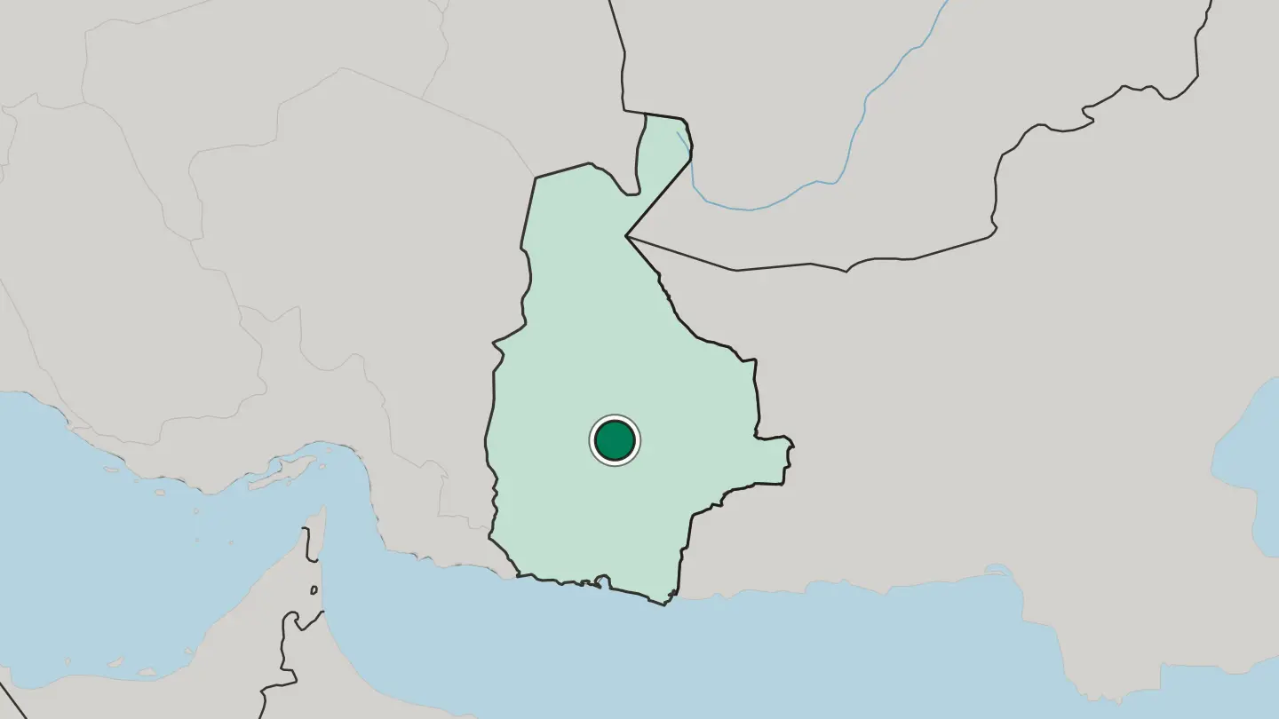 Map of Iranshahr in Iran