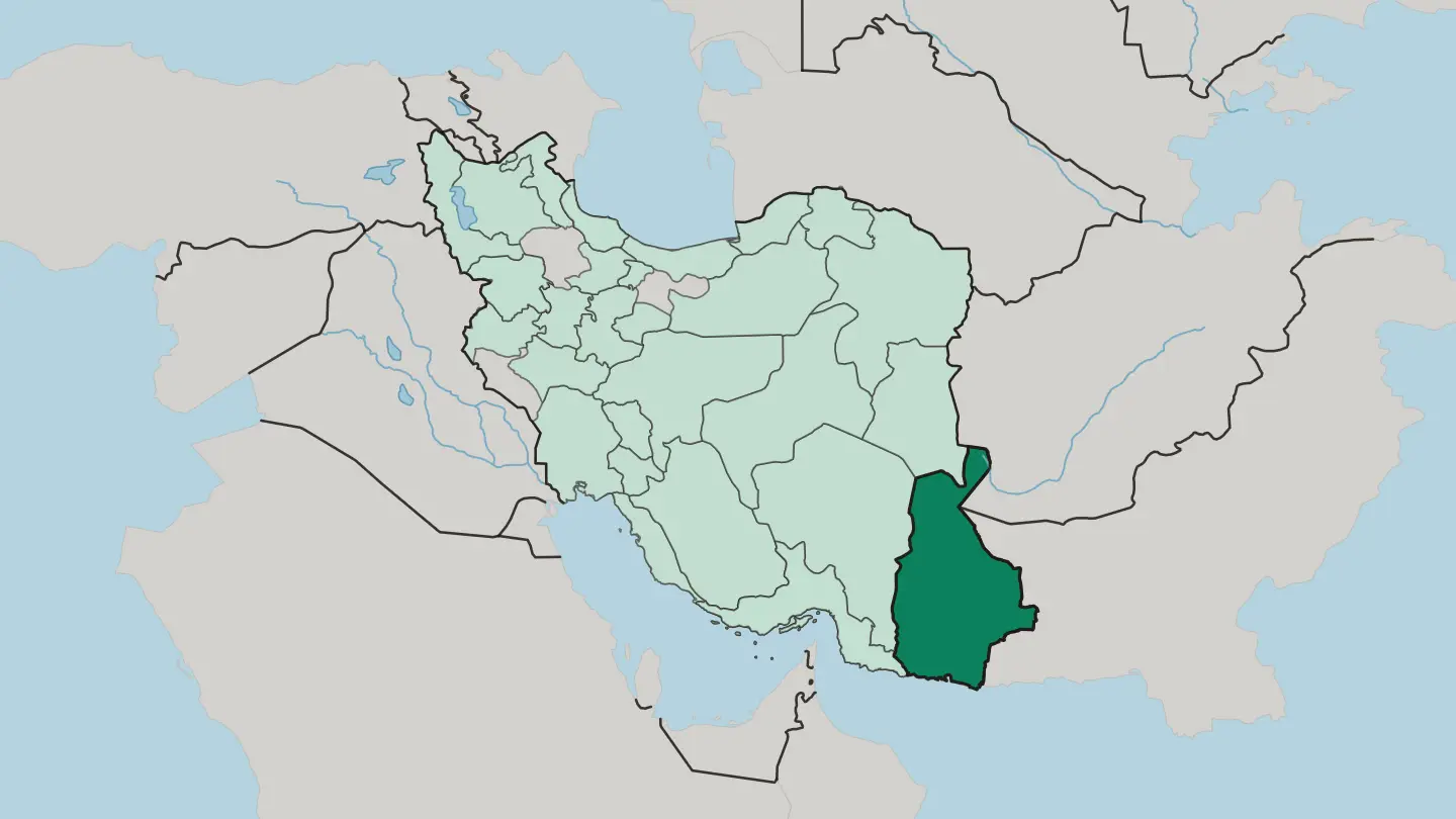 Map of Sistan and Baluchestan Province in Iran