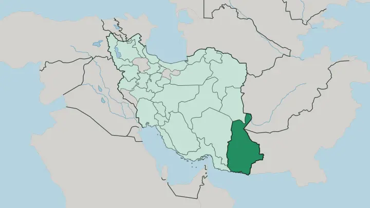 Map of Sistan and Baluchestan Province in Iran