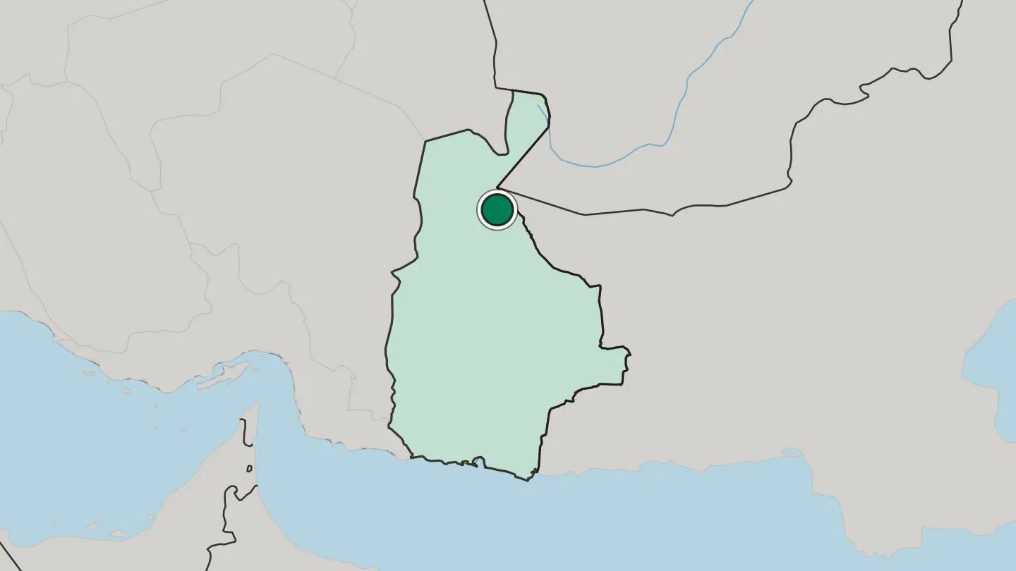 Map of Zahedan in Iran