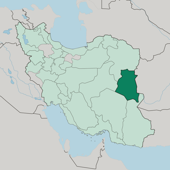 Map showing South Khorasan Province — In Iran