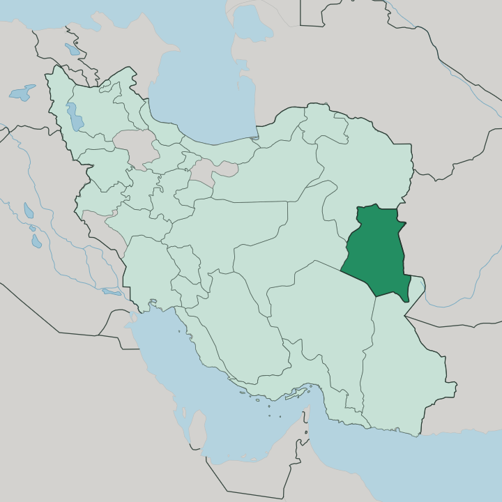 Map showing South Khorasan Province — In Iran