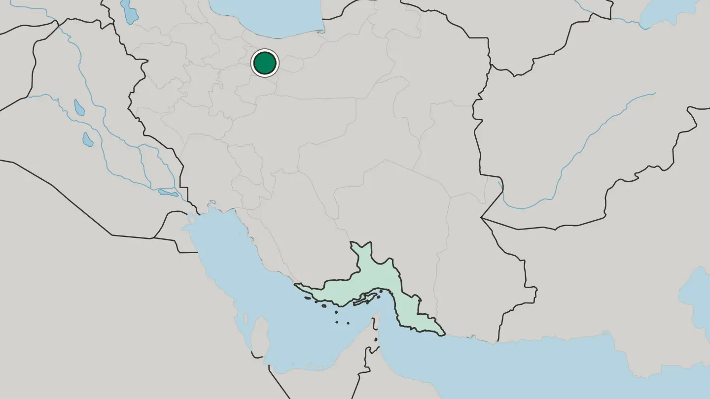 Map of Tehran in Iran