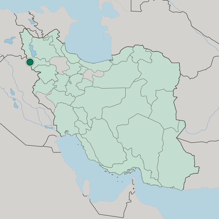 Map showing Piranshahr — In Iran