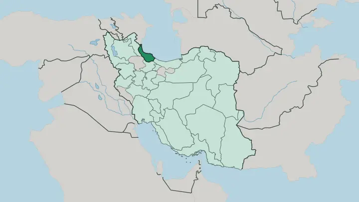 Map of Zanjan Province in Iran