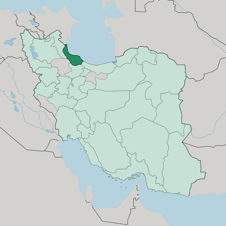 Map showing Zanjan Province — In Iran