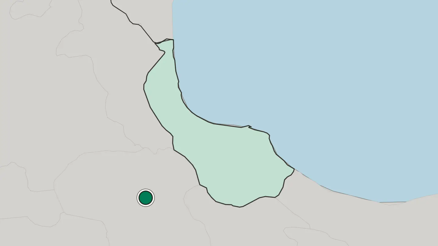 Map of Zanjan in Iran