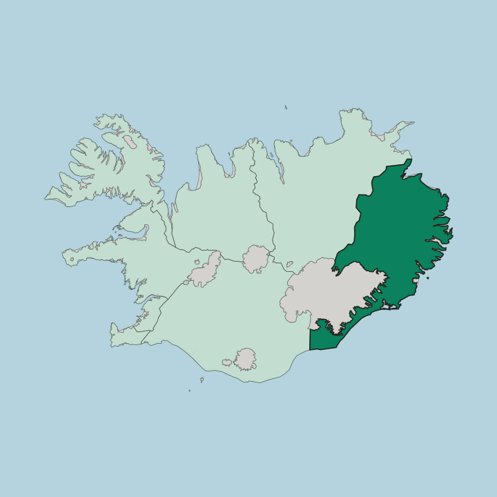 Map showing Austurland — In Iceland
