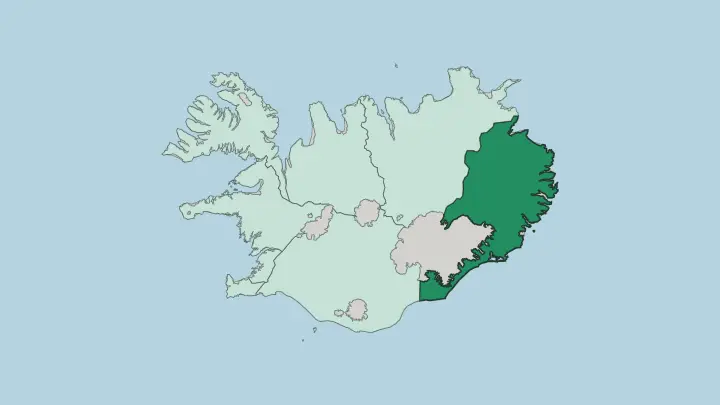 Map of Austurland in Iceland