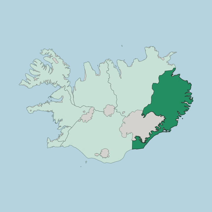 Map showing Austurland — In Iceland