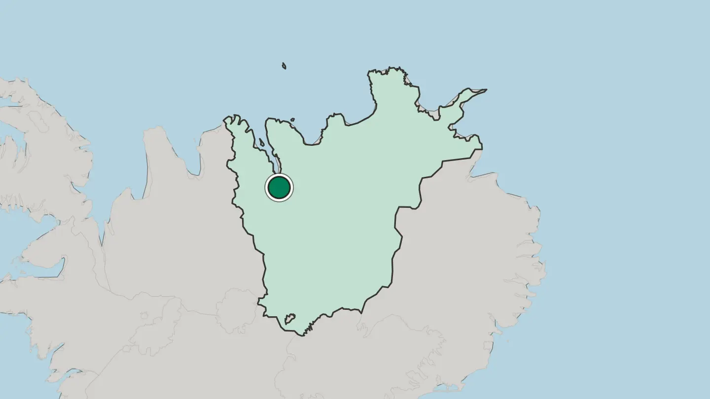 Map of Akureyri in Iceland