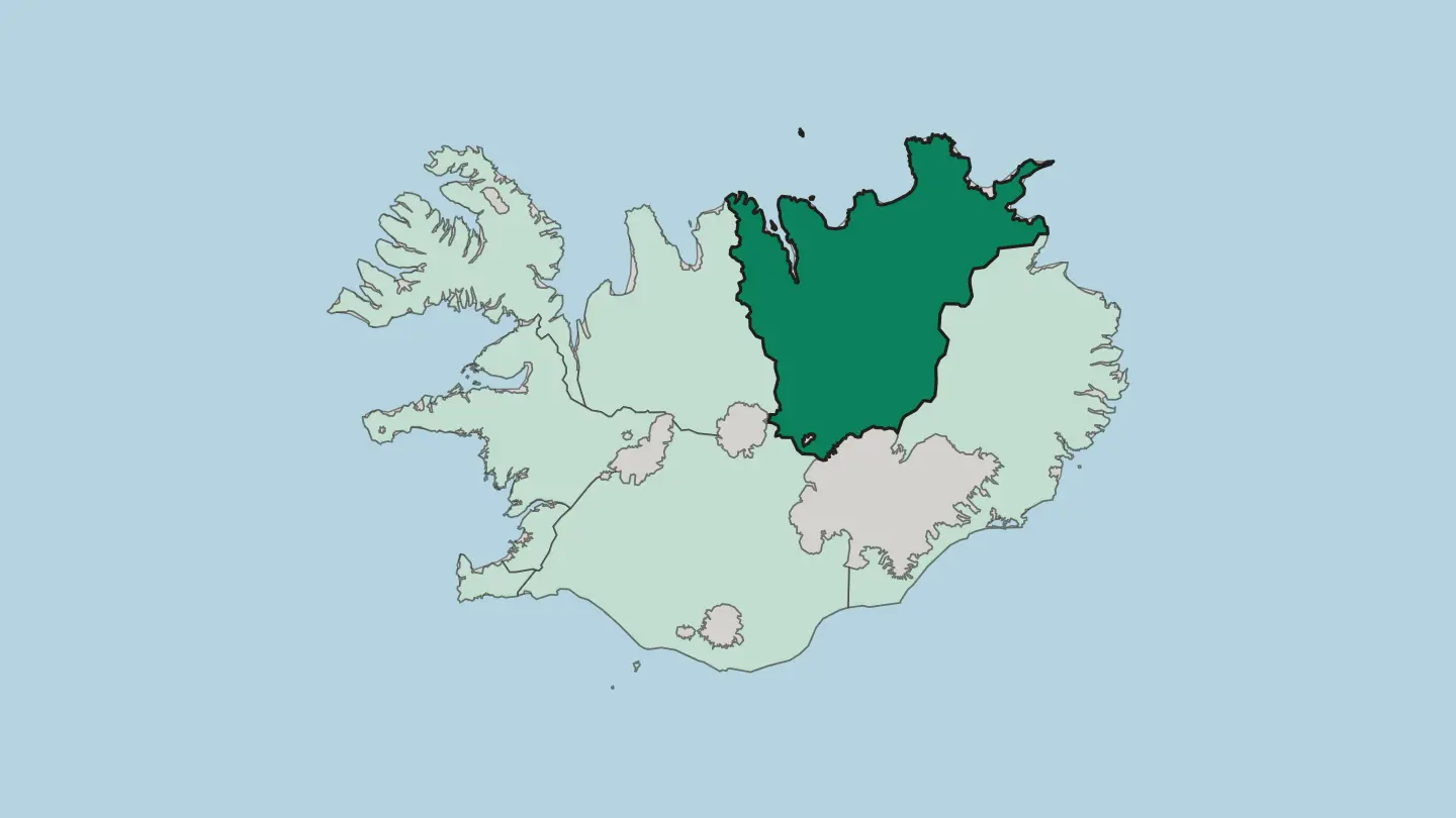 Map of Norðurland Eystra in Iceland
