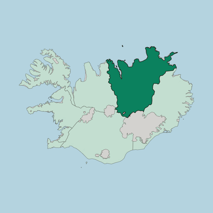 Map showing Norðurland Eystra — In Iceland