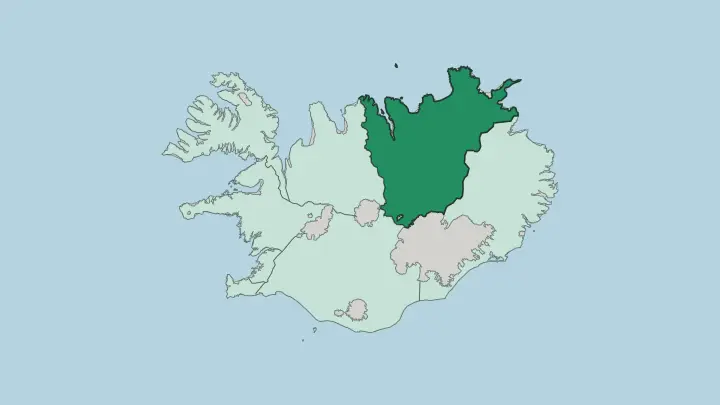 Map of Norðurland Eystra in Iceland