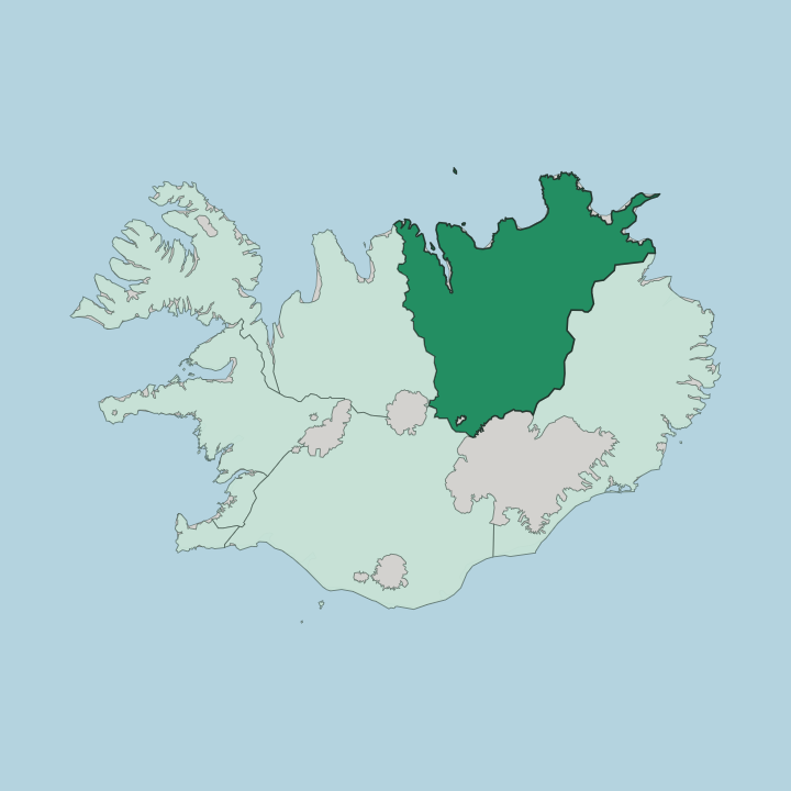 Map showing Norðurland Eystra — In Iceland