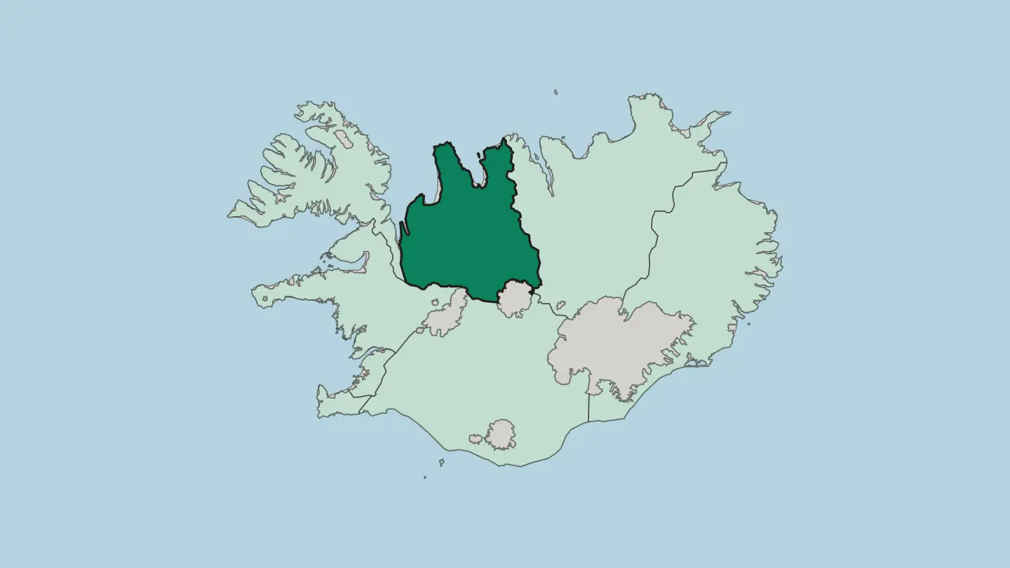 Map of Norðurland Vestra in Iceland