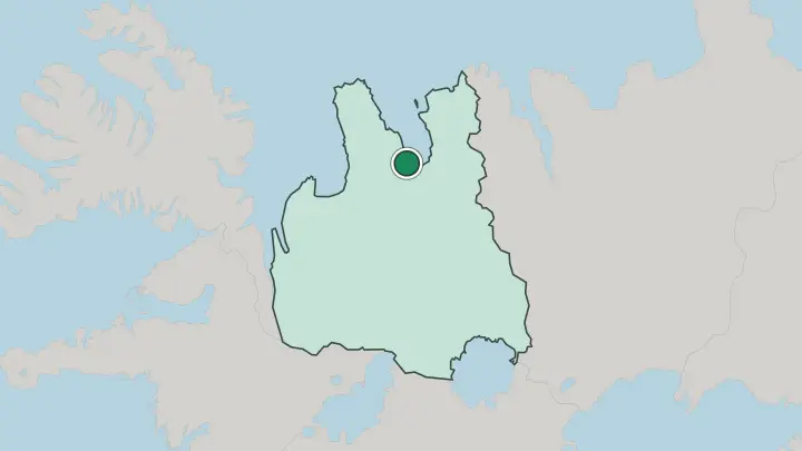 Map of Sauðárkrókur in Iceland