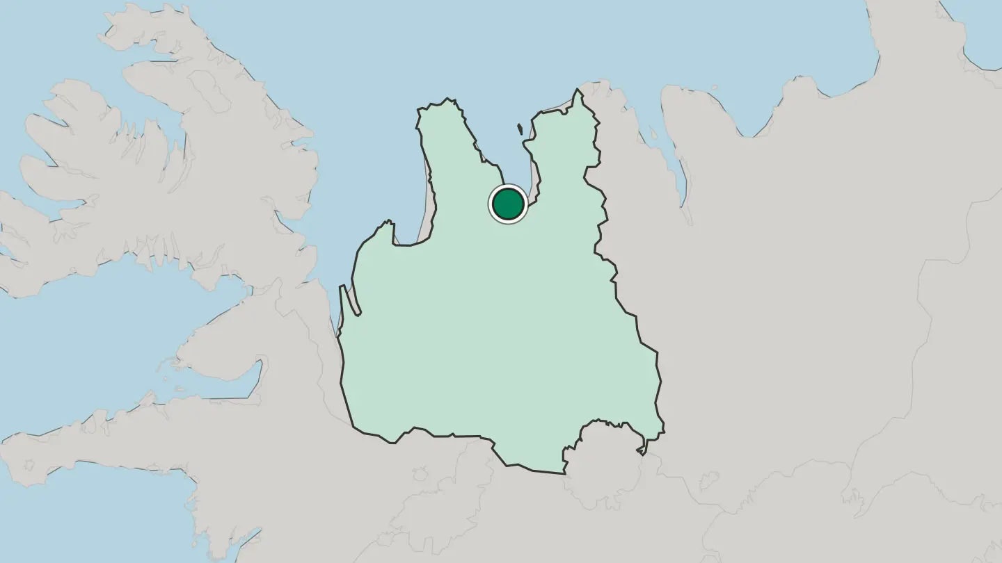Map of Sauðárkrókur in Iceland