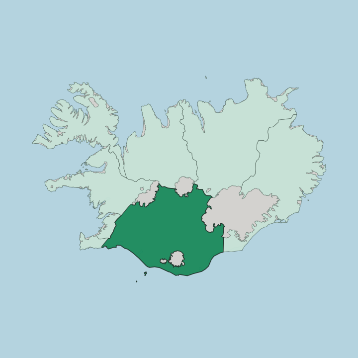 Map showing Suðurland — In Iceland