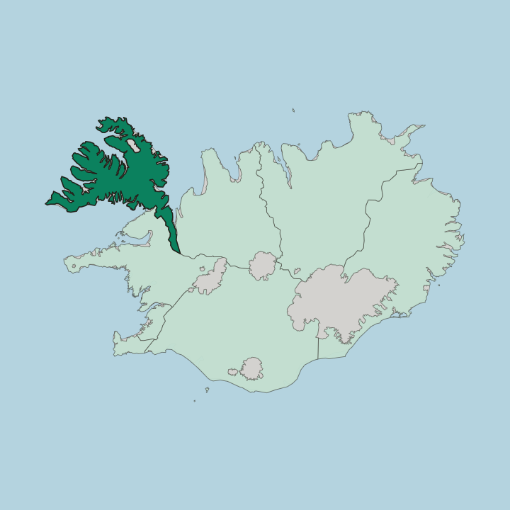Map showing Vestfirðir — In Iceland