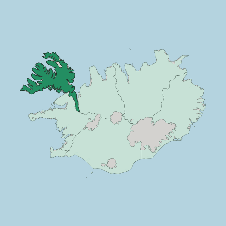 Map showing Vestfirðir — In Iceland