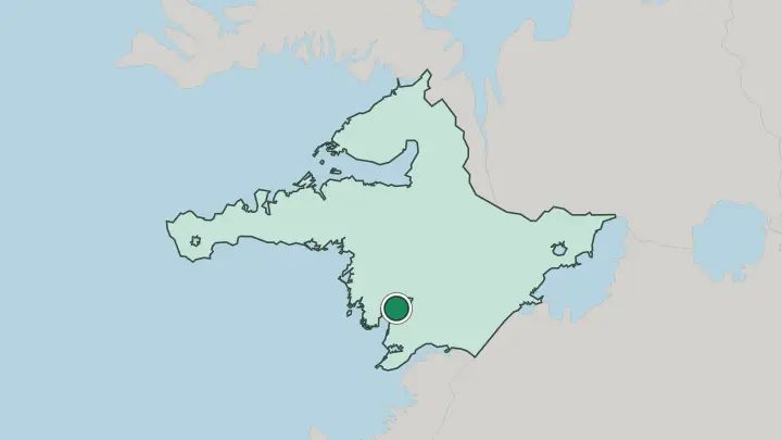 Map of Borgarnes in Iceland