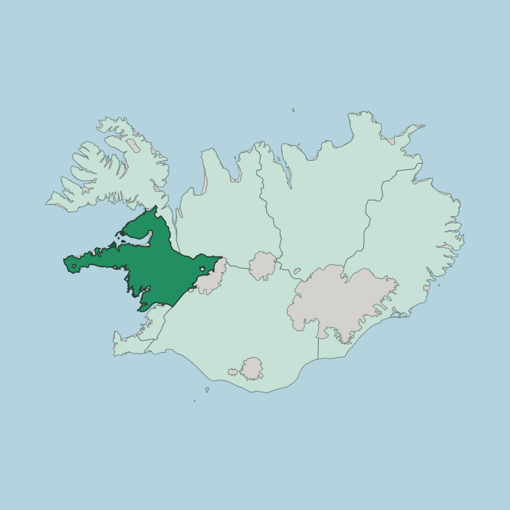 Map showing Vesturland — In Iceland