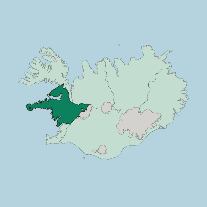 Map showing Vesturland — In Iceland