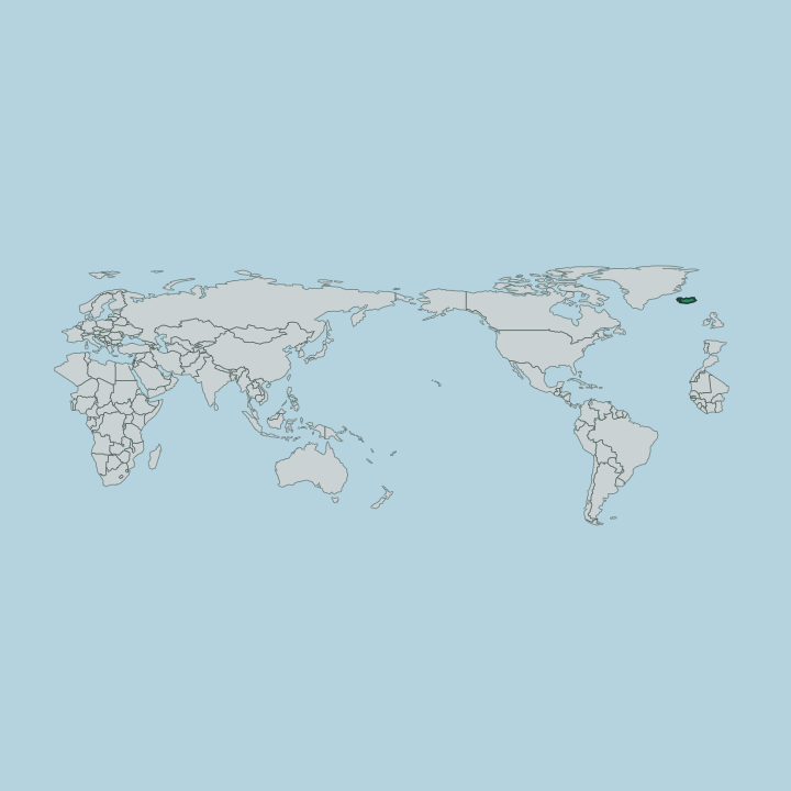 Map showing Iceland — Worldwide