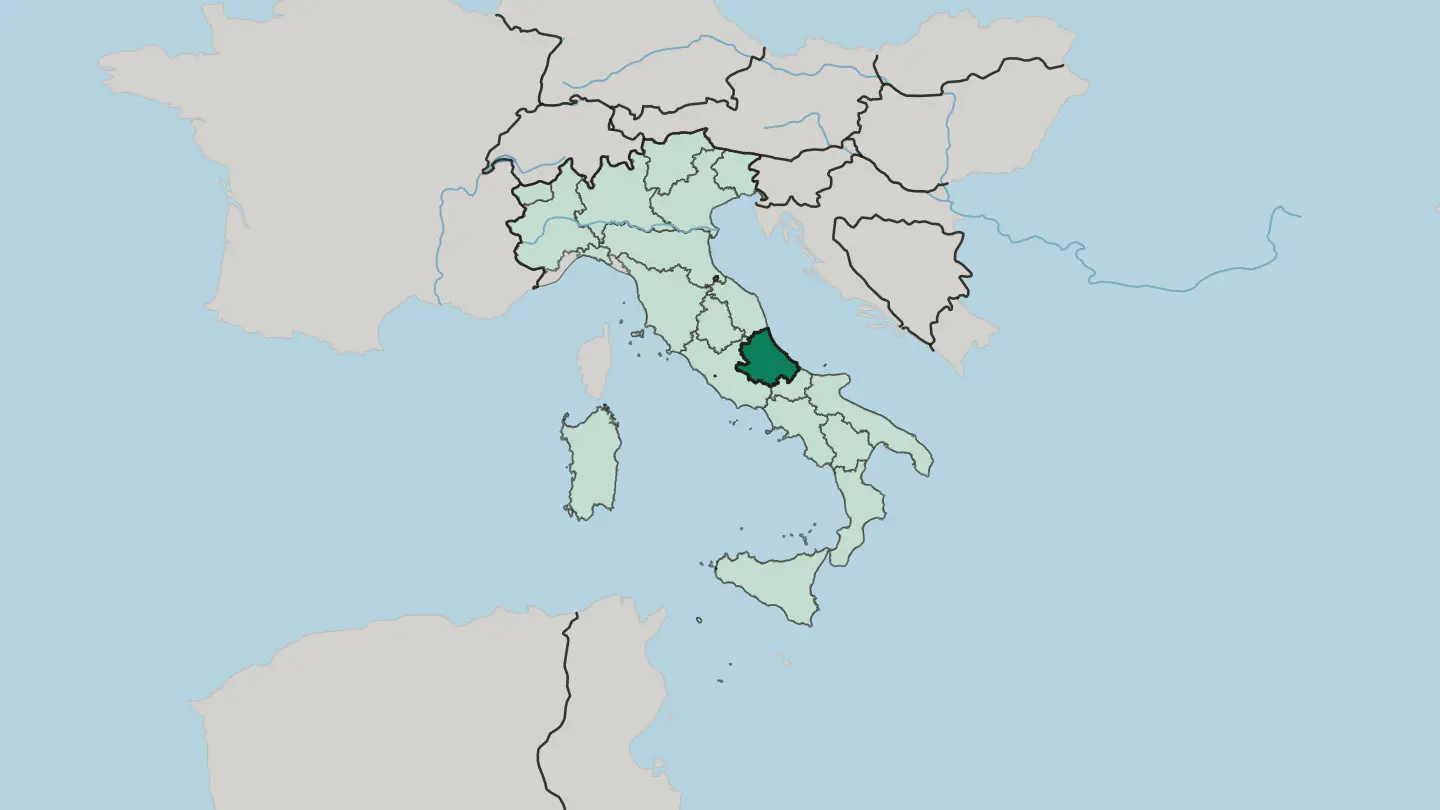Map of Abruzzo in Italy