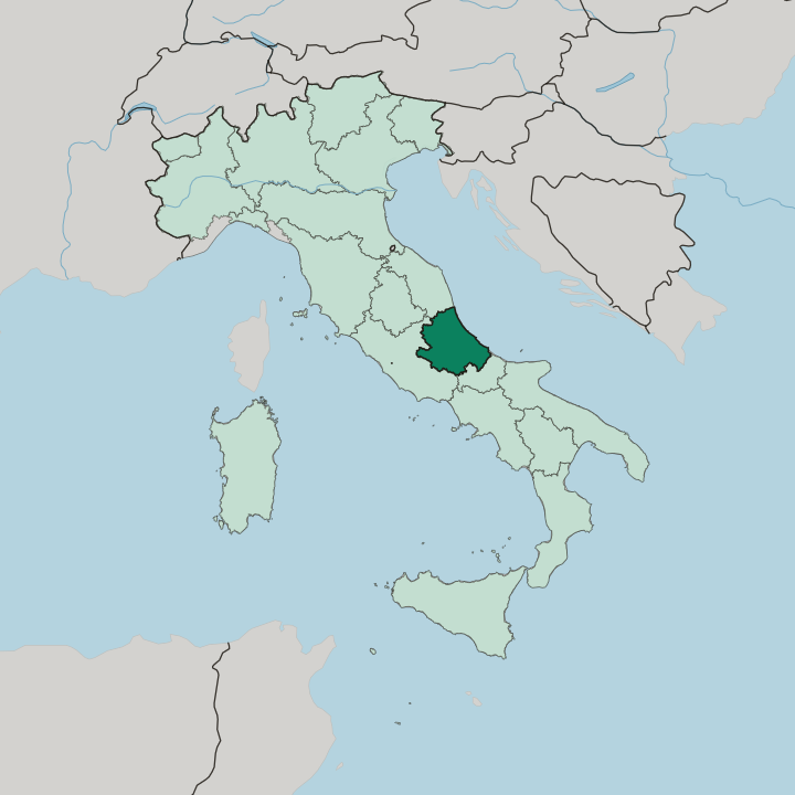 Map showing Abruzzo — In Italy