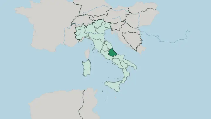 Map of Abruzzo in Italy