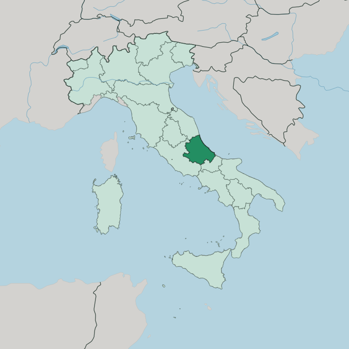 Map showing Abruzzo — In Italy