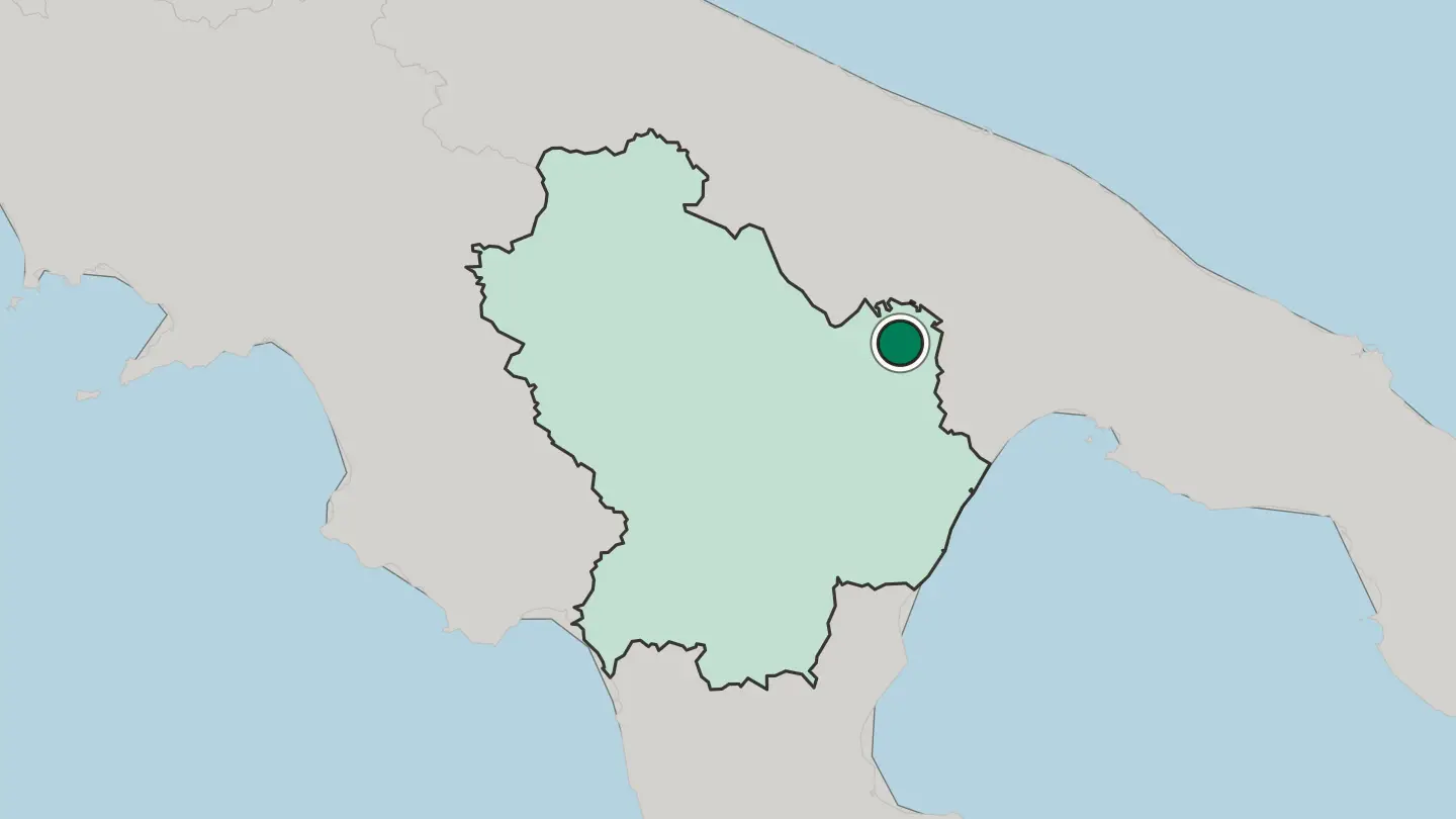 Map of Matera in Italy