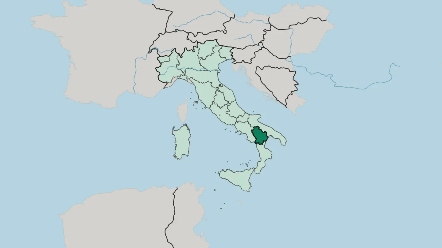 Map of Basilicata in Italy