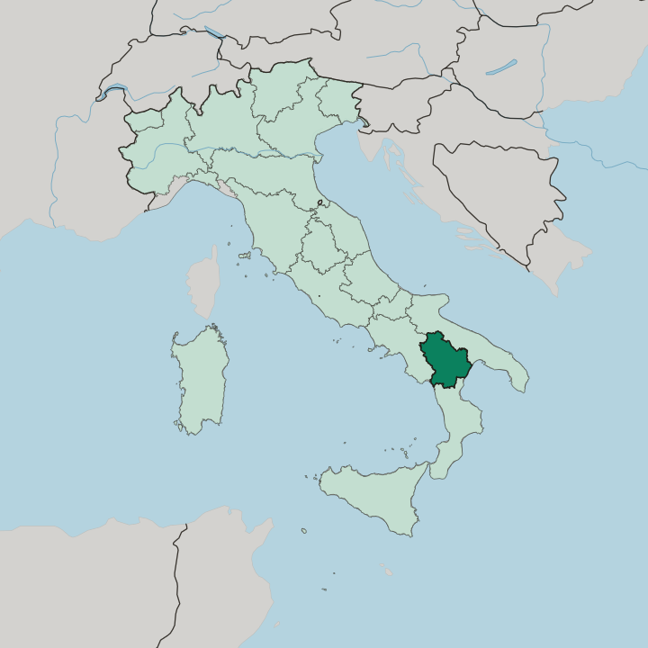 Map showing Basilicata — In Italy