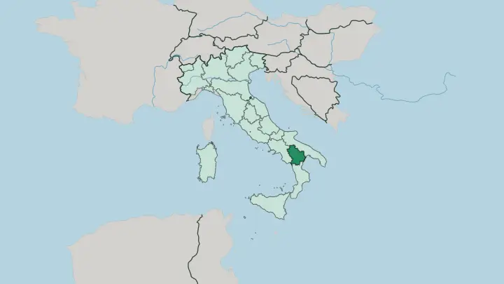 Map of Basilicata in Italy